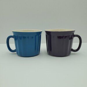 Meal Mugs Ribbed Soup Mugs Purple & Blue Mugs w Free White Nantucket Mug